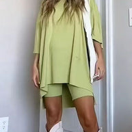 Women's Clothing Fashion Solid Color Loose T-shirt Tight Shorts Women