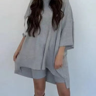Women's Clothing Fashion Solid Color Loose T-shirt Tight Shorts Women