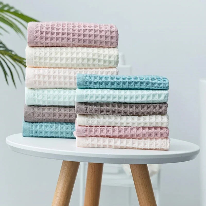 2pcs High Quality Cotton Hand Towels Plaid Hand Towel Face Care Magic Bathroom Sport Household Non-disposable Towel