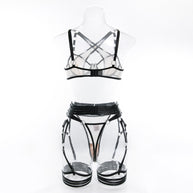 Wholesale Bisque Modern Bra and Panties Set with Garter Back View