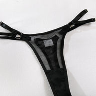 Wholesale Black Modern Bra and Panties Set with Garter Panty Details