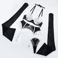Wholesale Ladies Panties and Bra Set in Black and White Lace Over View