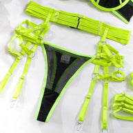 Wholesale Lime Modern Bra and Panties Set with Garter Waist Show