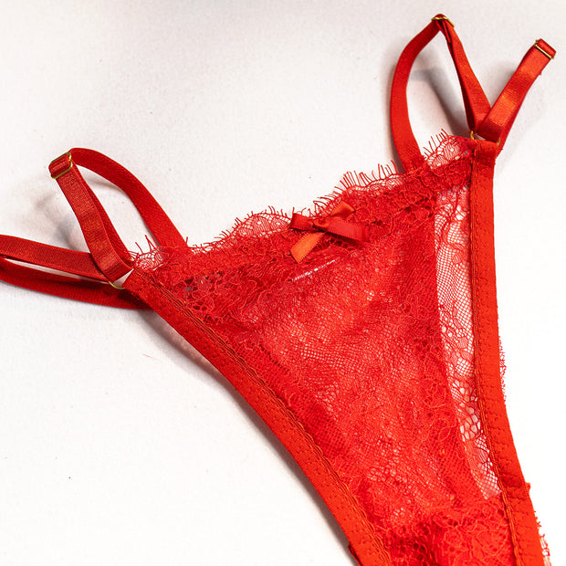 Wholesale Red Sexy Lace Bra and Panties Set with Feather Details54