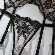 Wholesale Romantic Bra and Panty Set with Lace Garter Panty Show