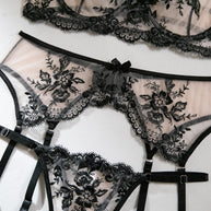 Wholesale Romantic Bra and Panty Set with Lace Garter Waist Show