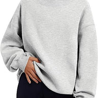 Pullover Sweatshirt Solid Color Loose Tops Round Neck Hoodie Women Thick Clothing