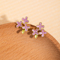 Silver Needle Mori Sweet Flower Stud Earrings