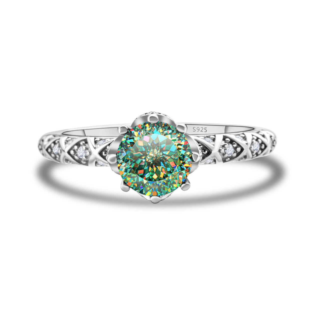 925 Sterling Silver Moissanite Ring Women's Pt950 Gold-plated Vine Winding Light Luxury