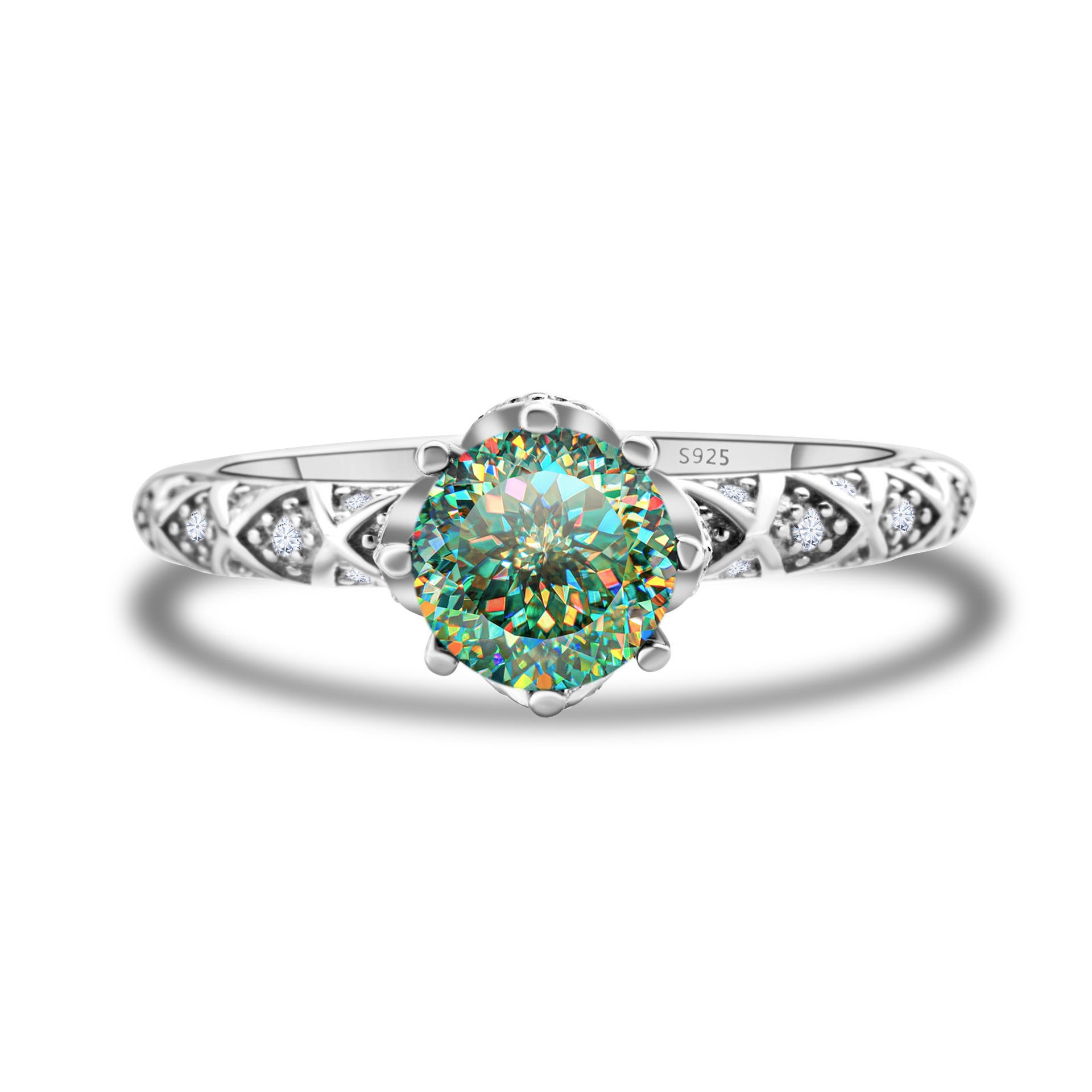 925 Sterling Silver Moissanite Ring Women's Pt950 Gold-plated Vine Winding Light Luxury