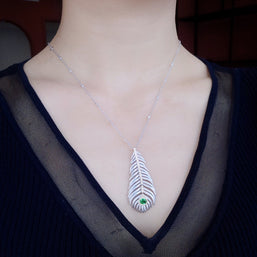 Light Luxury 925 Silver Brushed Feather Pendant Necklace