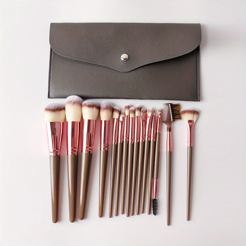 15pcs Professional Makeup Brushes Set Bag Foundation Eyelash Eyebrow Eyeshadow Cosmetic Make Up Tool Makeup Brush Tool Set