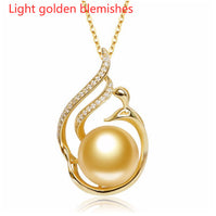 11-12mm 925 Silver Saltwater Gold Pearl Pendant
