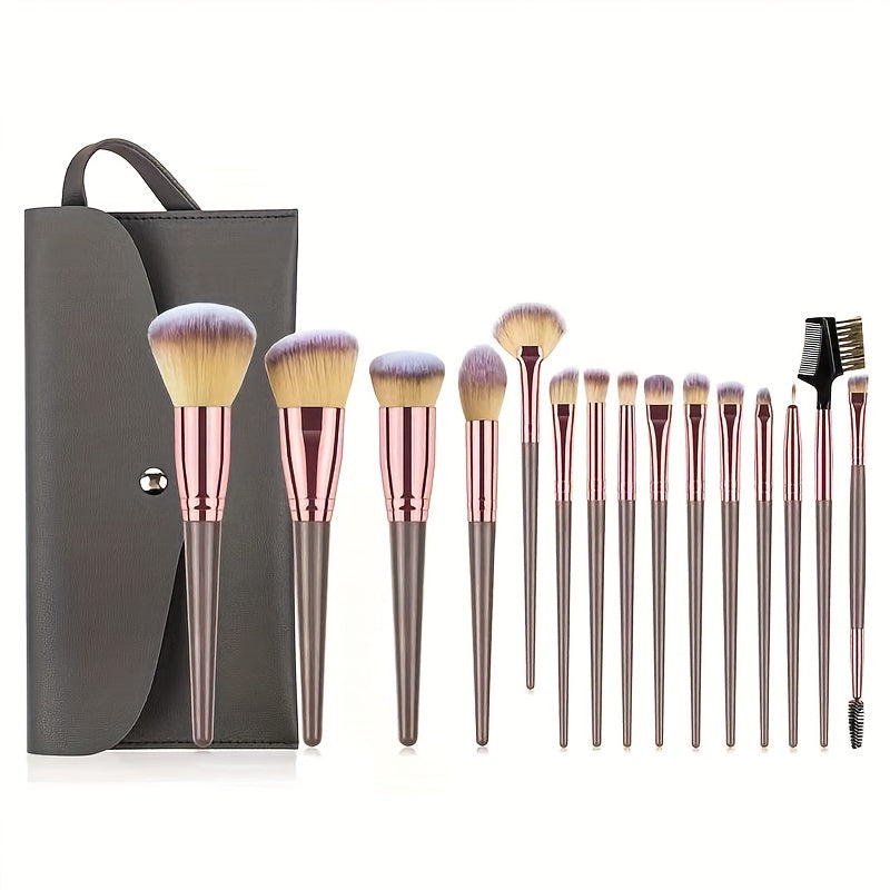 15pcs Professional Makeup Brushes Set Bag Foundation Eyelash Eyebrow Eyeshadow Cosmetic Make Up Tool Makeup Brush Tool Set