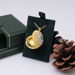 925 Silver Green Gold Snowflake Photo Clip Necklace