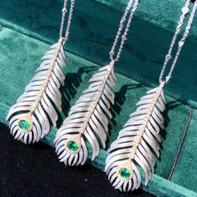 Light Luxury 925 Silver Brushed Feather Pendant Necklace