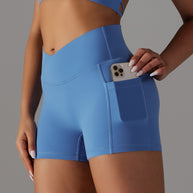 Yoga Shorts With Phone Pocket Design Fitness Sports Pants For Women Clothing