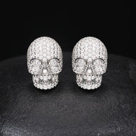 Creative S925 Silver Skull Moissanite Stud Earrings