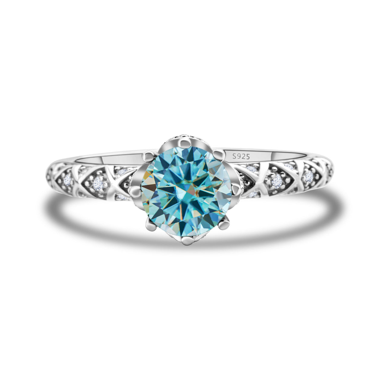 925 Sterling Silver Moissanite Ring Women's Pt950 Gold-plated Vine Winding Light Luxury