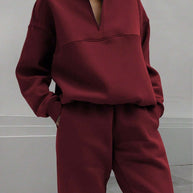 Long-sleeved Sports Sweatshirt Suit Fashion Stand-up Collar Zip-up Top And Elastic Band Trousers With Pocket Srping Fall Clothing For Women