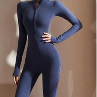 Zipper Long Sleeve Jumpsuit Yoga Fitness Training Pants Tight Hip Seamless Sports Jumpsuit For Women Clothing