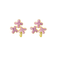 Silver Needle Mori Sweet Flower Stud Earrings