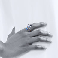 High Carbon Diamond Flower Cluster Vine Surround Ring