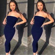 Sleeveless Wrapped Chest Long Beach Dress Women Clothing Summer
