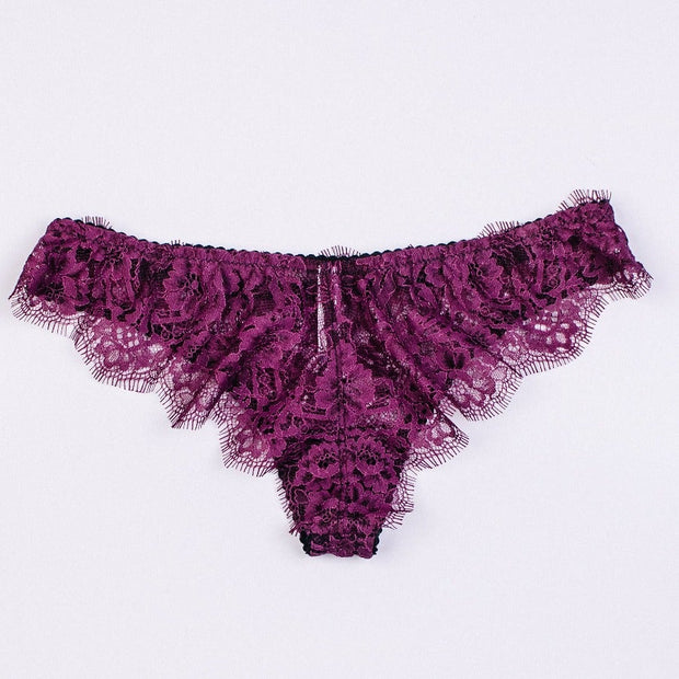 Lace strap purple bikini panty